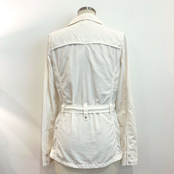 Lucy | Belted Safari-Style Lightweight Windbreaker - White / Sz S - Picture 5 of 11